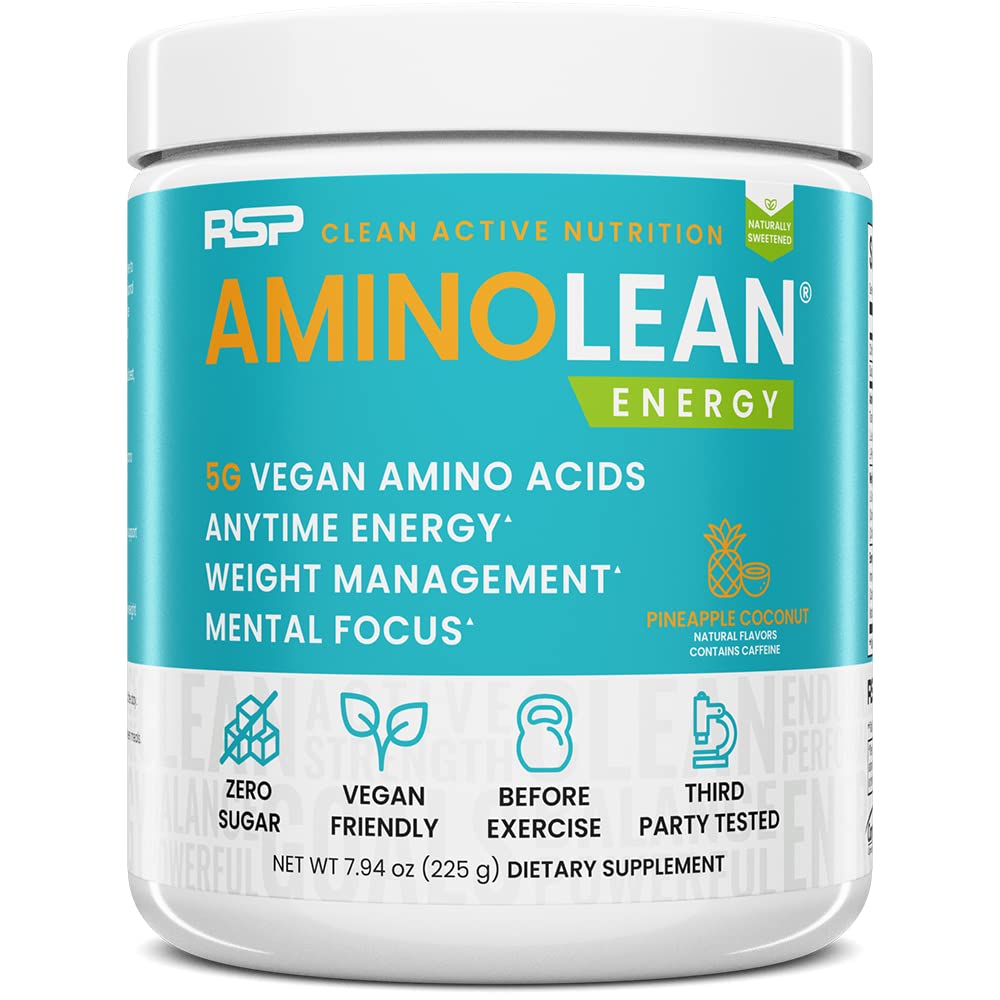 Buy now RSP Vegan AminoLean â€“ All-in-One Natural Pre Workout, Amino Energy, Weight Management with BCAAs, Complete Vegan Preworkout Powder, Pineapple Coconut at indiglob india