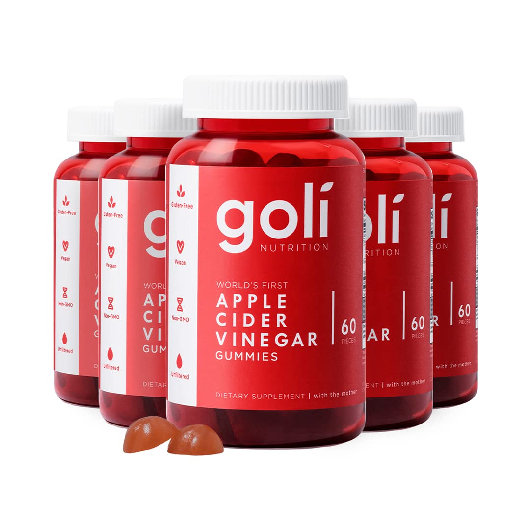 Goli Apple Cider Vinegar Gummies - Worlds First ACV Gummy with Vitamin B12, Beetroot & Pomegranate - Vegan, Non-GMO, Gluten-Free, 120 Count (2 Pack)