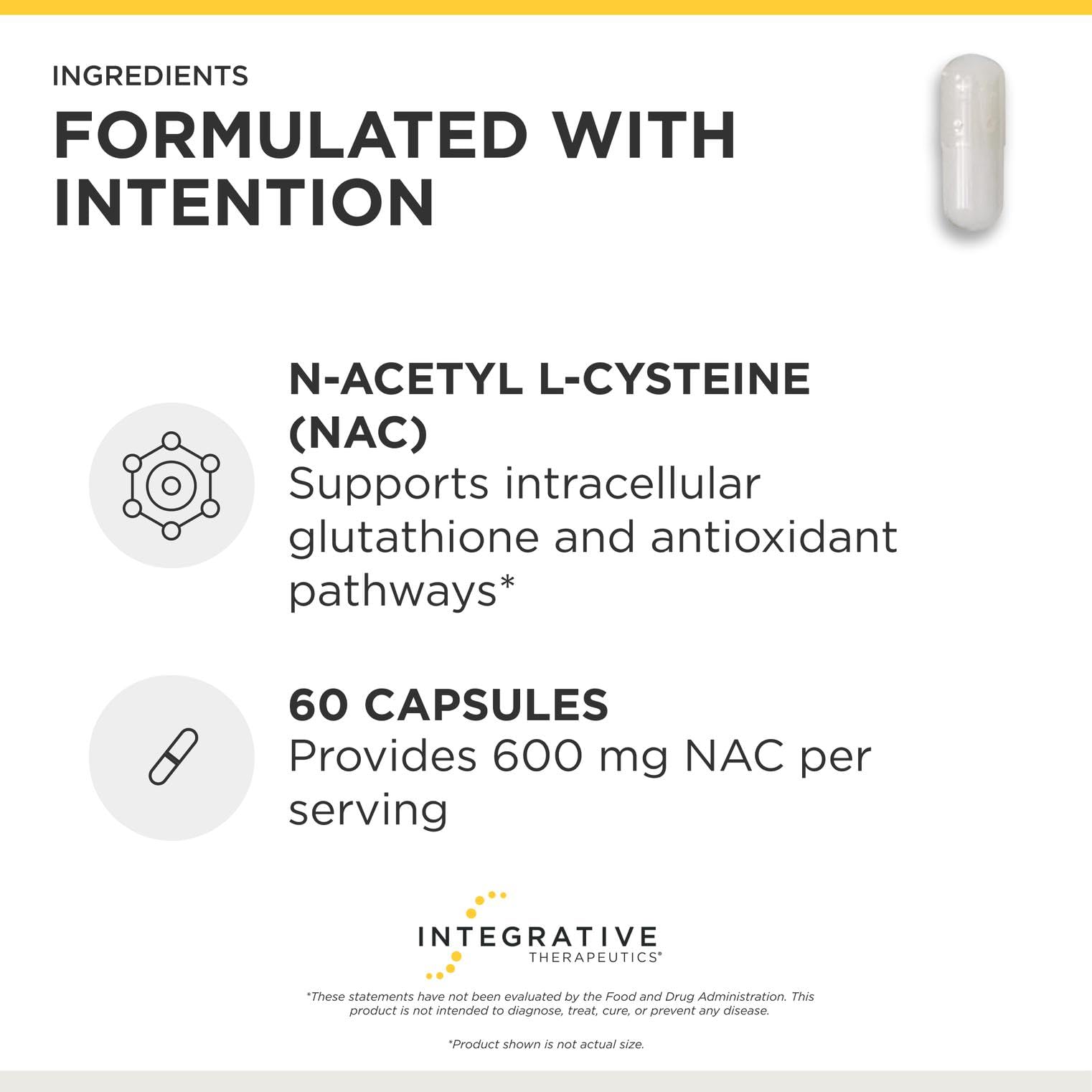 Integrative Therapeutics NAC - Antioxidant Support Supplement* - Support for Respiratory & Lung Function* - Gluten-Free & Dairy-Free - 60 Capsules (60 Servings)