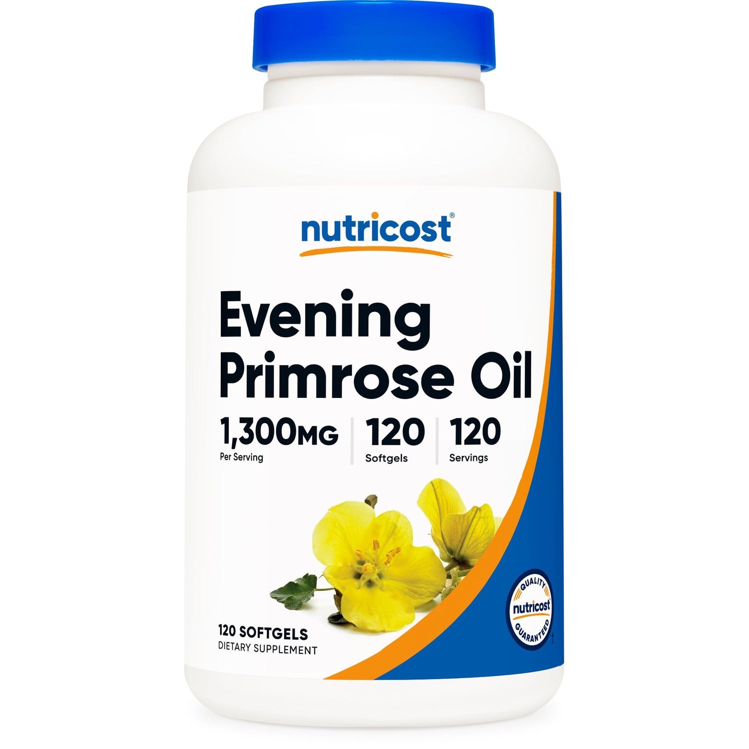 Nutricost Evening Primrose Oil 1,300mg, 120 Softgels, Cold Pressed | GMO-Free, Gluten Free, 120 Servings