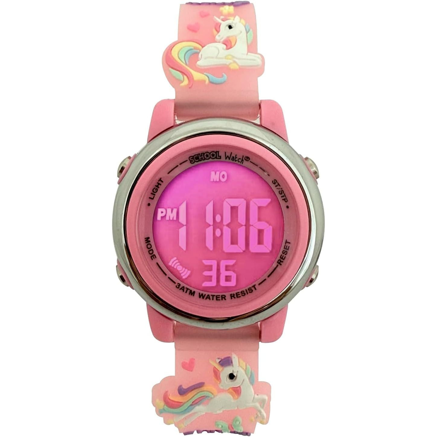 Buy now Preschool Collection Kids Digital Light Up Watch - Monster Trucks, Dinosaurs, Shark, Unicorn, Butterfly, Spider - Girls, Boys, Children, School Pink Unicorn Digital Watch at indiglob india