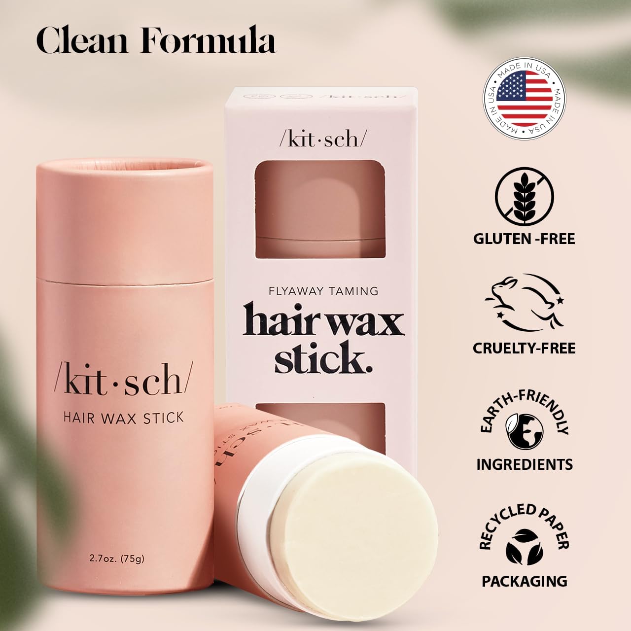 Buy now Kitsch Hair Wax Stick for Women & Men - Anti-Frizz and Fly Away Hair Tamer, No Residue Hair Finishing Stick | All Day Hold Styling Product - 2.7 oz at indiglob india