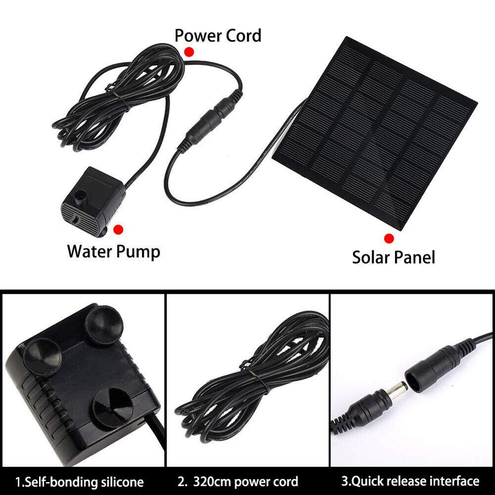 Solar Fountain - Panel Water Pump for Bird Bath Solar Panel Kit Outdoor Fountain for Outdoor Small Pond, Patio Garden and Fish Tank