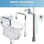 WeHwupe Toilet Safety Rail for Seniors, Height & Width Adjustable Handles