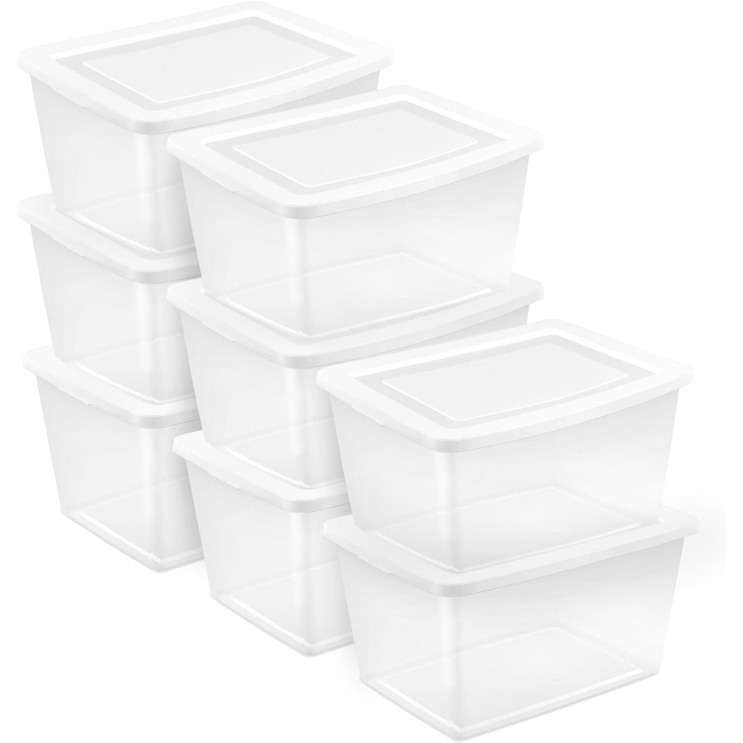 Buy now Sterilite 24-Pack 6 Quart Storage Box, Stackable Clear Plastic Bins with Snap-On Lids - Heavy-Duty Organizing Containers for Closet, Bathroom, and Office 58 Quart 8 Pack at indiglob india
