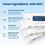 Clean Skin Club Clean Wipes, XL Makeup Remover Face Wipes, Textured Cleansing Facial Wipes for Sensitive Skin, Hypoallergenic, Fragrance-Free, Vegan, 40% Bigger, 30 Count