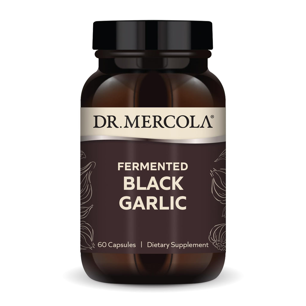 Dr. Mercola Fermented Black Garlic, 60 Capsules (30 Servings) | Supports Immune, Cellular, and Heart Health, with S-Allyl-Cysteine Antioxidant, Non-GMO, Gluten-Free, and Soy-Free