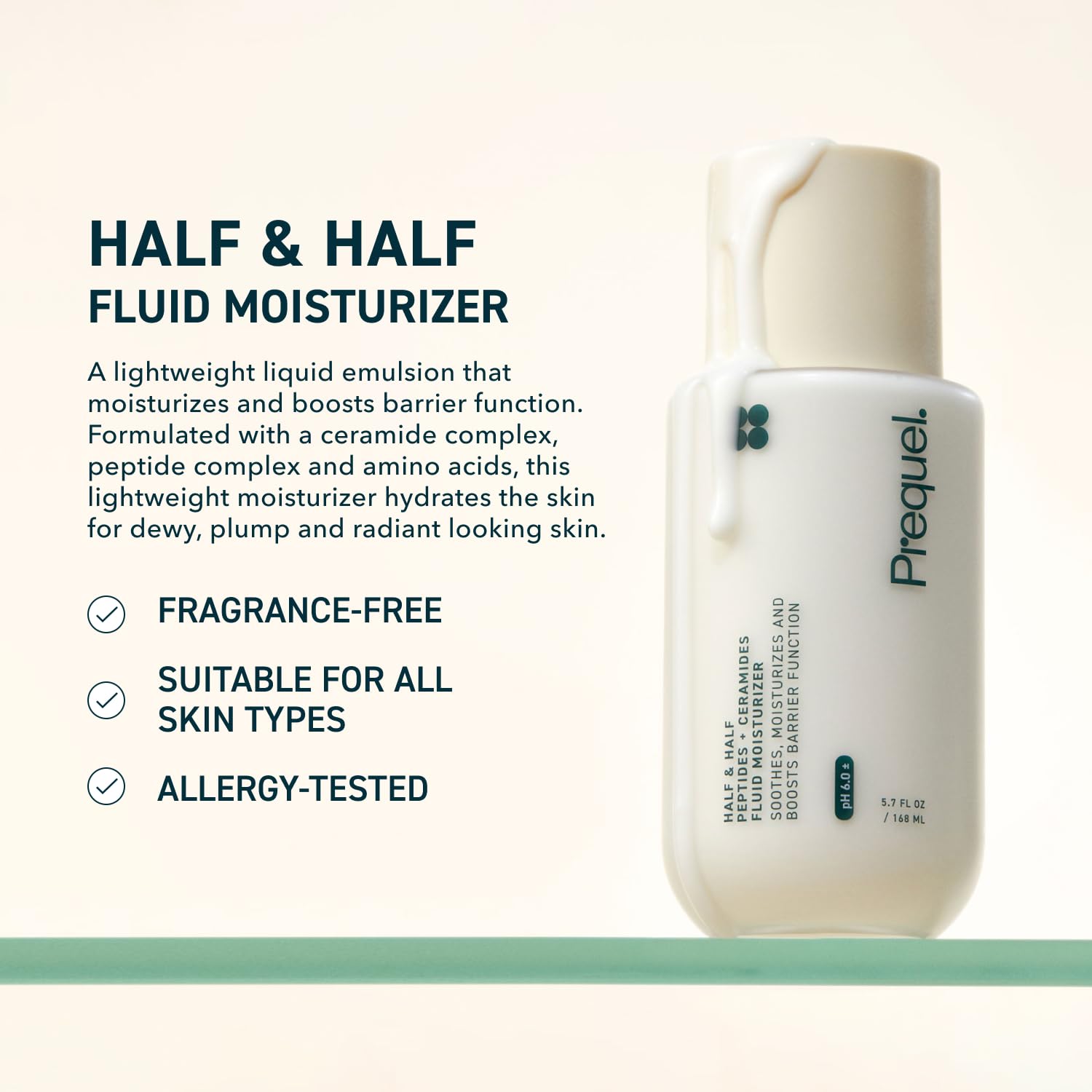 Prequel Skin Hydrating Moisturizer Face Cream, Ceramide Peptide Lotion | Cream Moisturizer for Face, Lightweight Moisturizer, Hydrating Face Cream with Ceramides Peptide for Sensitive and Dry Skin