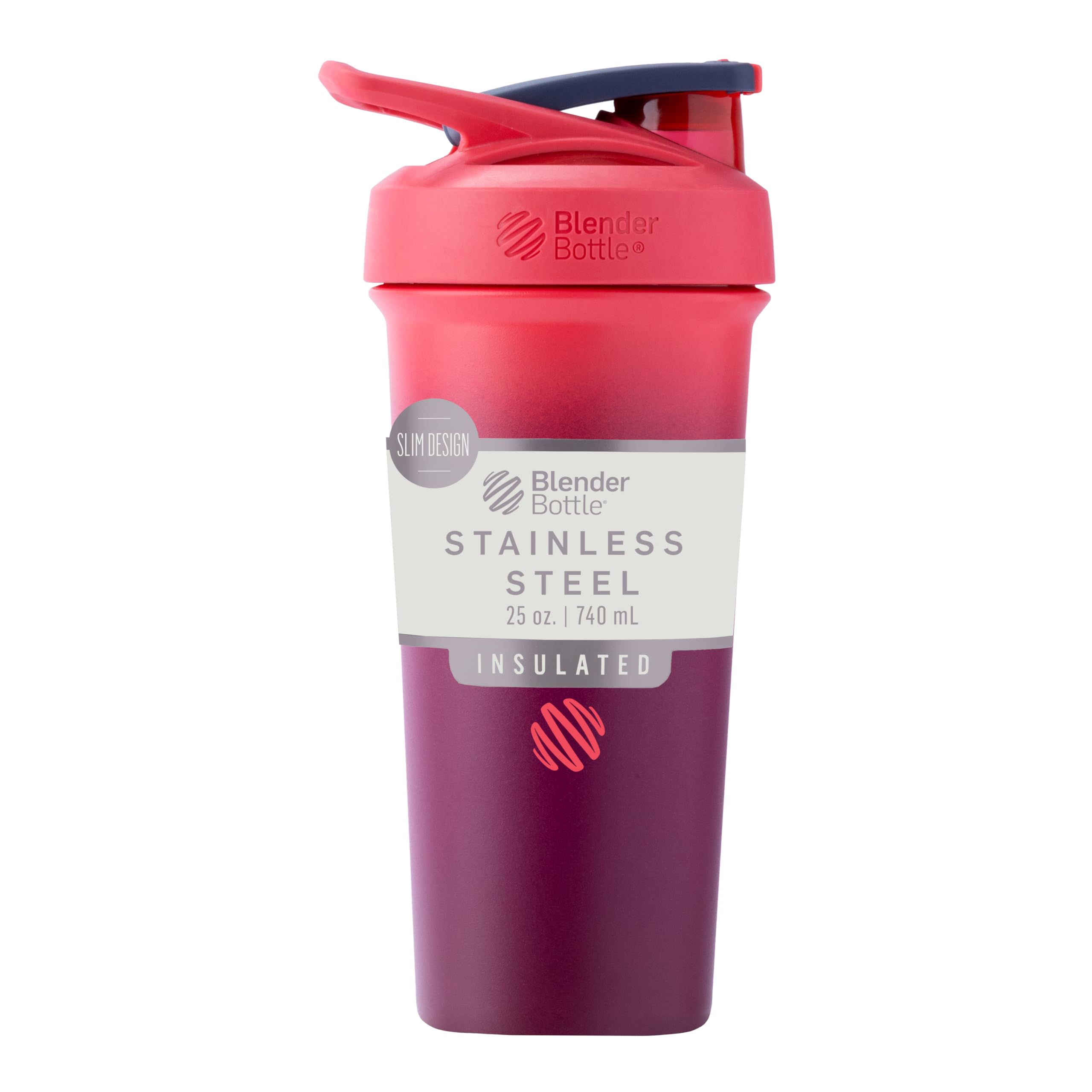Buy now BlenderBottle Strada Shaker Cup Insulated Stainless Steel Water Bottle with Wire Whisk, 24-Ounce, Black Sleek Sangria Ombre at indiglob india