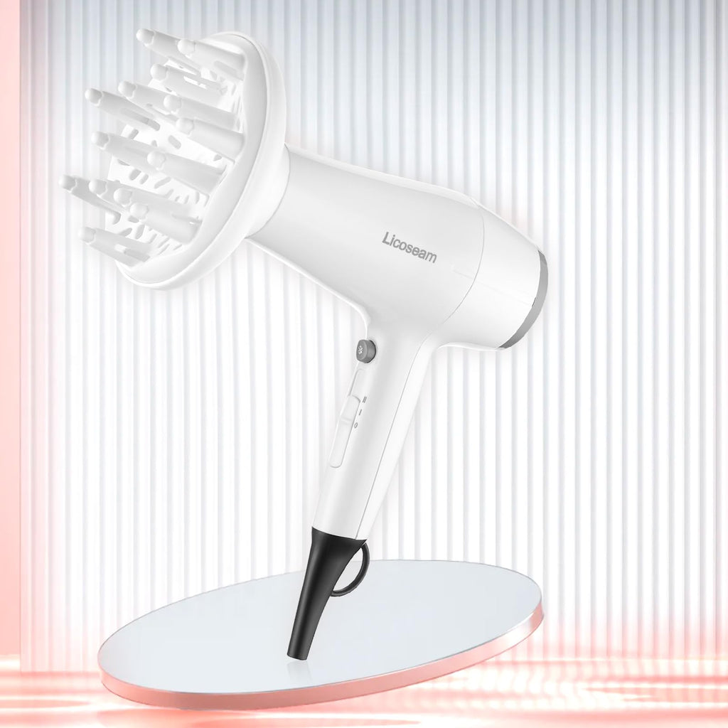 1875W Compact Hair Blow Dryer with Diffuser & Concentrator, White