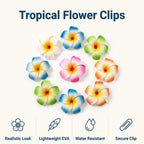 10Pcs Multicolor Hawaii Plumeria Flower Clips Hawaiian Flowers Hair Barrettes Beach Party Hair Clips Artificial Tropical Flower Hairpins for Wedding Hair Accessories (7cm)