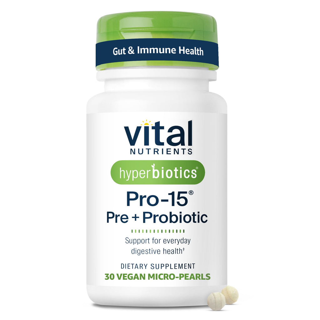 Hyperbiotics Vital Nutrients Pro-15 Prebiotics and Probiotics for Women and Men | 15 Science Backed Strains | Supports Occasional Constipation, Diarrhea, Gas & Bloating | 60 Vegan Time Release Pearls