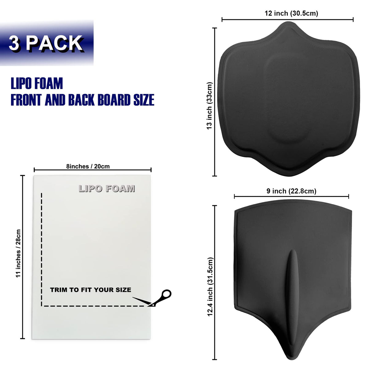 3 Pack Lipo Foam Board Ab Board Post Surgery Liposuction