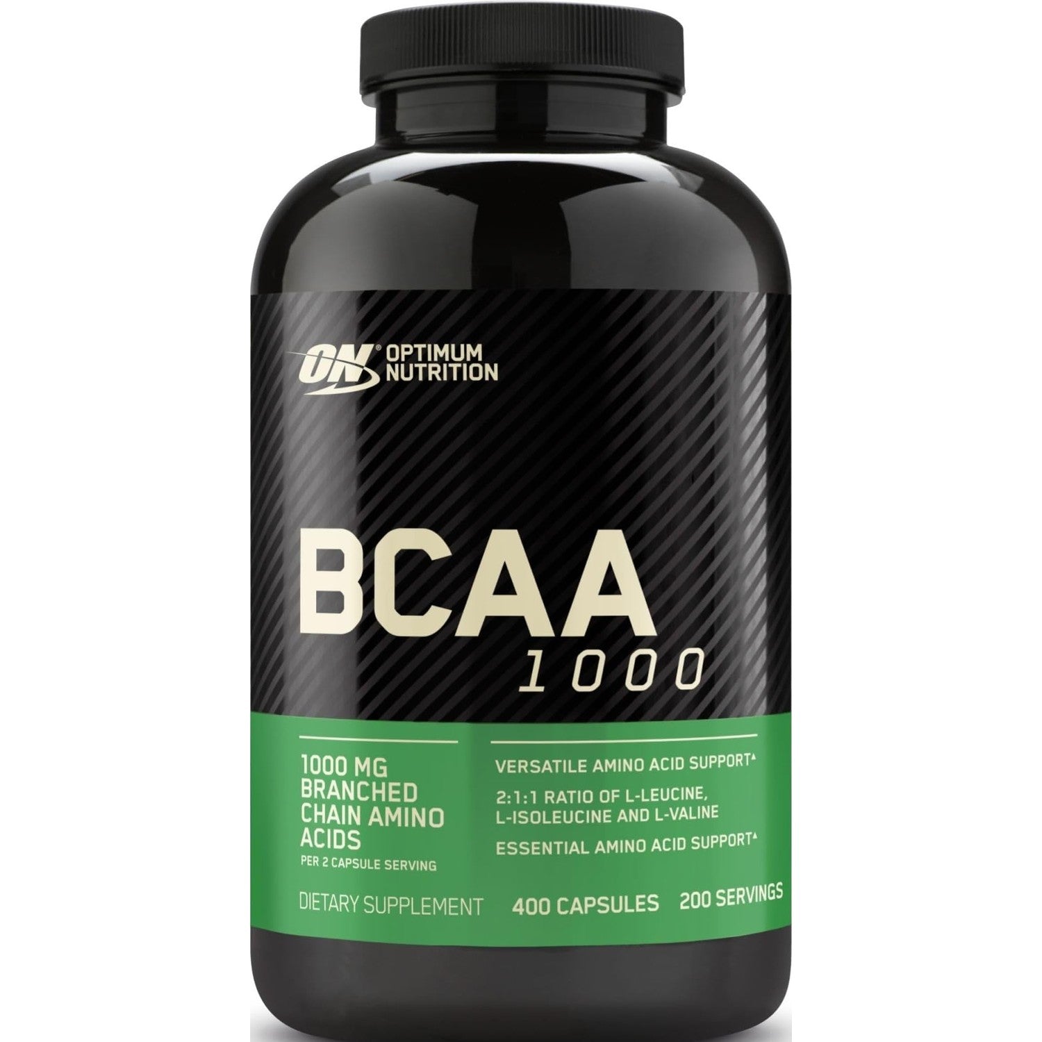 Optimum Nutrition BCAA Capsules, Keto Friendly, 1000mg, 200 Ct | Easy to Swallow Capsules, Branched Chain Amino Acid Support, 2:1:1 ratio of L-Leucine, L-Isoleucine and L-Valine per serving