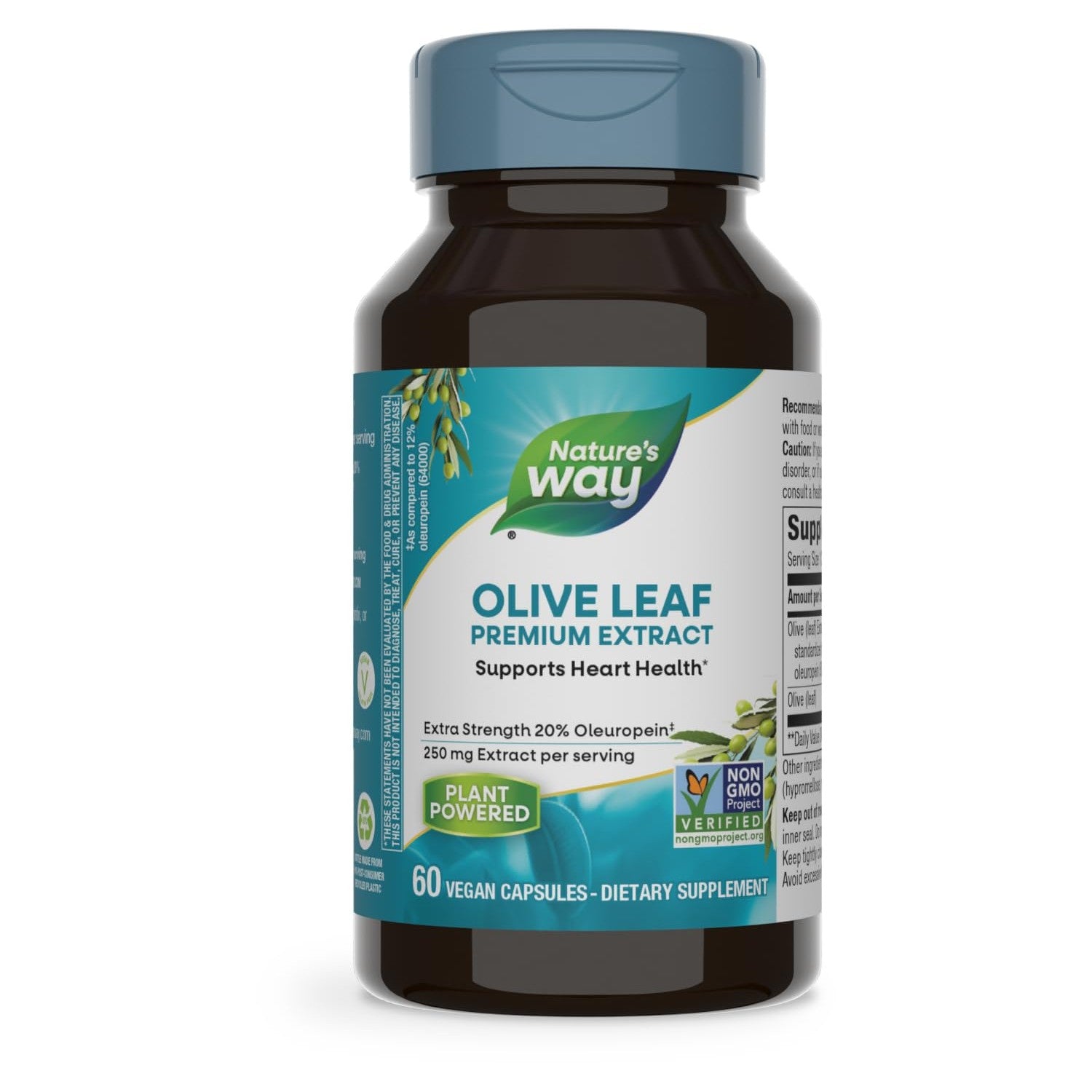 Buy now Nature's Way Olive Leaf, Premium Extract, Supports Heart Health*, 20% Oleuropein, 250 mg per serving, Non-GMO Project Verified, 60 Vegan Capsules (Packaging May Vary) at indiglob india