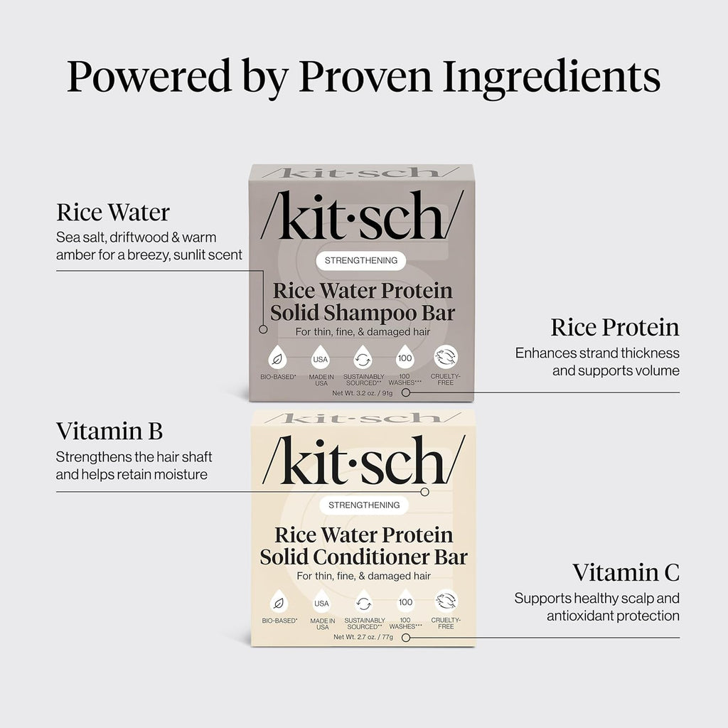 Buy now Kitsch Rice Water Shampoo & Conditioner Set â€“ Solid Shampoo & Conditioner Bar with Protein for Hair Growth, Strengthening Hair & Damage Repair â€“ Paraben, Sulfate & Silicone Free â€“ 2 Pack at indiglob india