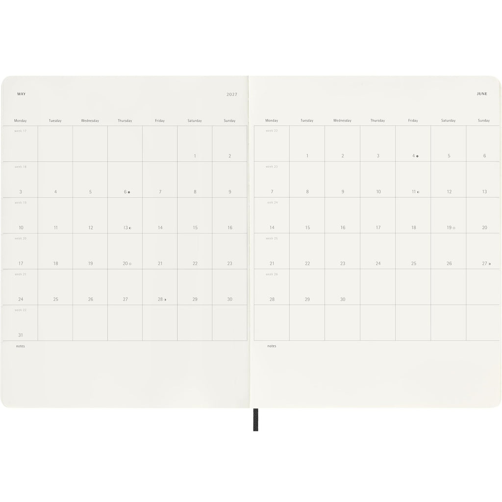 Moleskine 2026-27 18-Month Weekly Planner, XL, Black, Softcover