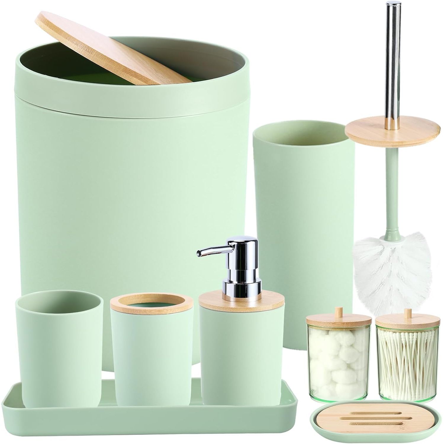 Buy now iMucci 9Pcs Black Bathroom Accessories Set with Trash Can Bathroom Set Black Bathroom Accessories Bathroom Decor Bath Set Green at indiglob india