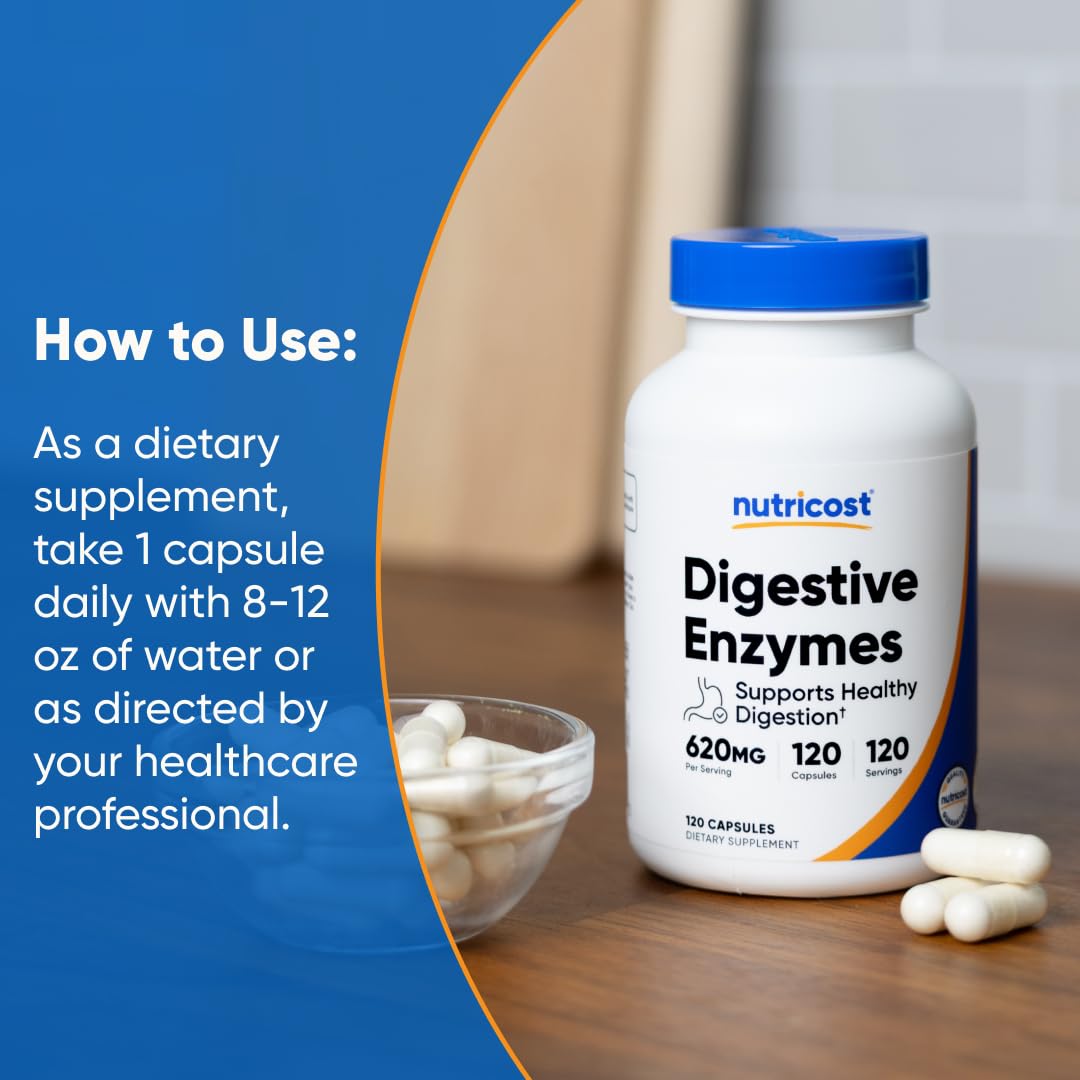 Nutricost Digestive Enzymes (620mg) 120 Capsules | Complete Digestive Enzyme Supplement