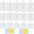 SEQUHITKU 17 Pack Travel Pouches for Toiletries,TSA Approved,Travel Size Portable Containers,Stand Up Pouch,Refillable Travel Accessories for Shampoo Conditioner Lotion Soap Liquids (C-17pcs)
