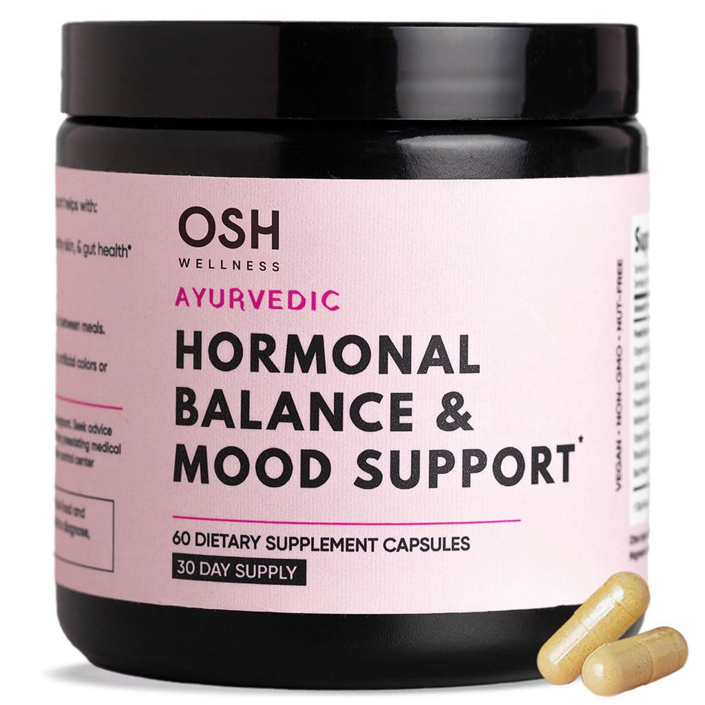 Ayurvedic Hormone Balance for Women | Cortisol Reducer | Mood, Energy, Stress, & Sleep Support | Estrogen | Perimenopause | Ashwagandha, Rhodiola, & Holy Basil | Made in USA | 60 Ct. - OSH Wellness