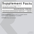 Sports Research® Vitamin B12 as Methylcobalamin 5000mcg, 120 Liquid Caps | Plant-Based B12 with Coconut MCT Oil for Energy Metabolism Support | Vegan, Non-GMO, 120 Servings