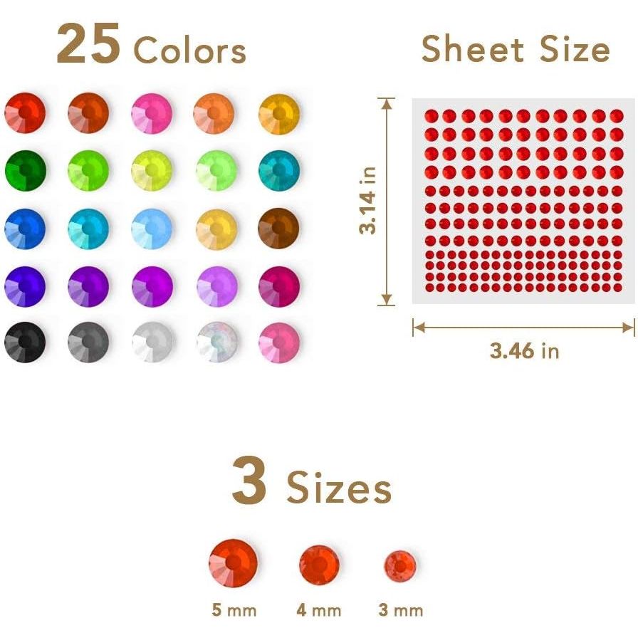 Buy now Rhinestone Stickers 4125 PCS, Nicpro Self Adhesive Gems Stick on Face Body Hair Makeup Festival, Bling Jewels in 3 Size 25 Colors,25 Embellishments Sheet for Decorations Crafts Nail Card at indiglob india