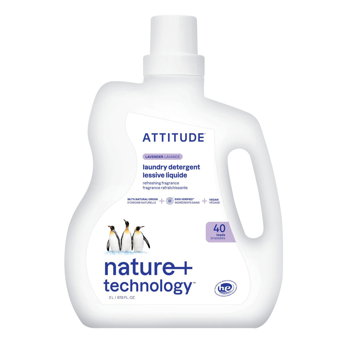 ATTITUDE Liquid Laundry Detergent, EWG Verified, HE Compatible, Plant-Based & Vegan, Natural Laundry Soap, Mountain Fresh Scent, 40 Loads, 67.6 Fl Oz