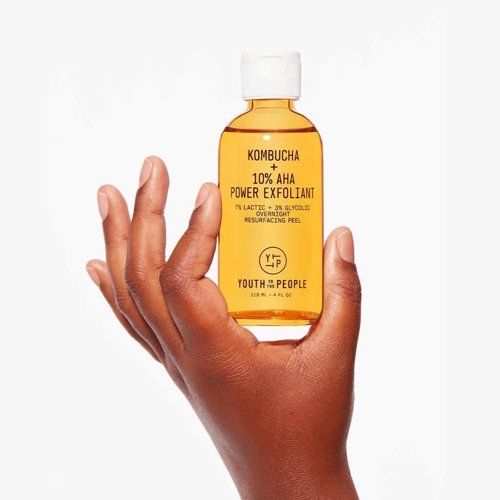 Buy now Youth To The People Kombucha + 10% AHA Power Exfoliant (4 fl oz), Overnight Resurfacing Peel, Helps Fade Discoloration + Smooth Skin Texture, Lactic + Glycolic Acid, Fragrance-free, Vegan at indiglob india