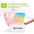 Buy now AUVON Weekly Pill Organizer Arthritis Friendly, BPA Free Travel 7 Day Pill Box Case with Spring Open Design and Large Compartment to Hold Vitamins, Cod Liver Oil, Supplements and Medication at indiglob india