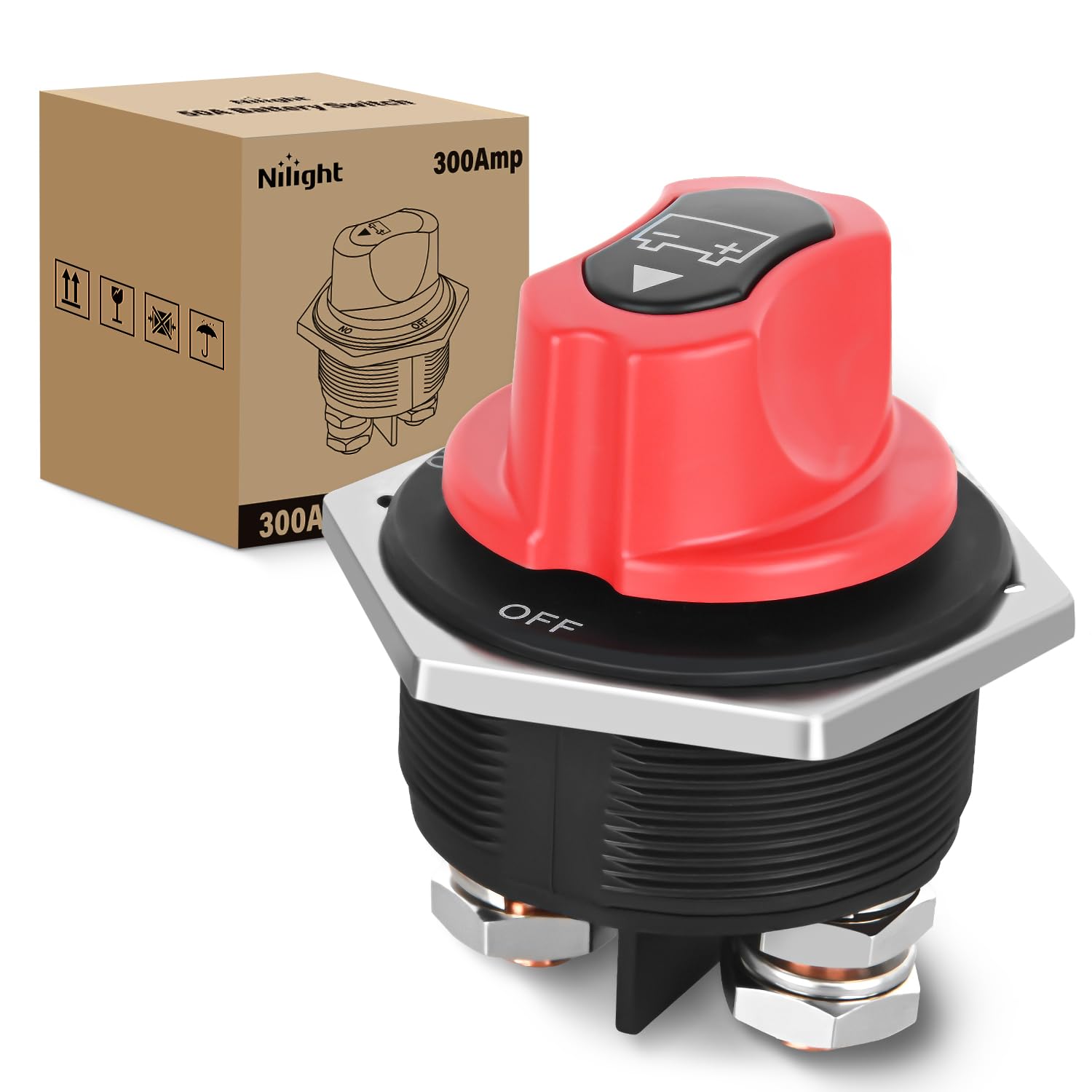 Buy now Nilight 1-2-Both-Off Battery Switch, 12V-48V Disconnect Master Cutoff Switches for Marine Boat Car RV ATV UTV Vehicle, Waterproof Heavy Duty Isolator On-Off Switch 300A at indiglob india