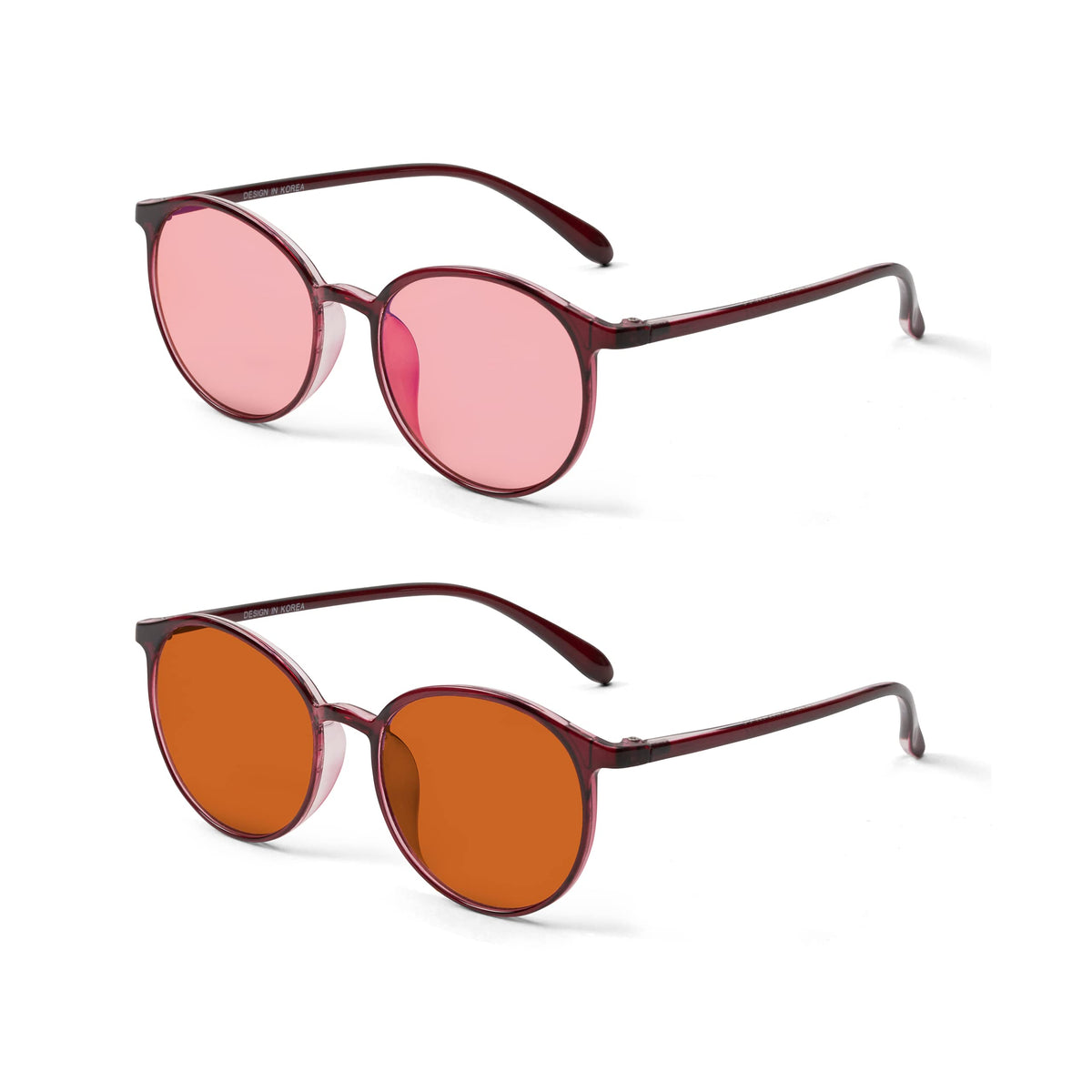 BRADDELL Indoor FL-41 Rose & Outdoor FL-60 Brown Tinted Migraine Light Sensitivity Glasses for Fluorescent LED Glare, Photophobia and Concussion (MEDIUM-SMALL)