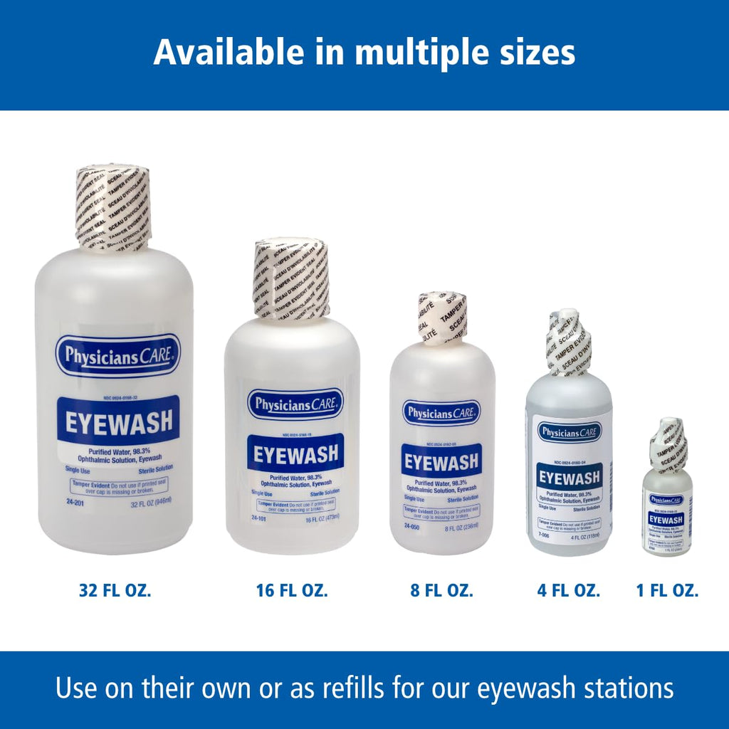 PhysiciansCare Eye Wash Solution, Sterile Isotonic Buffered Solution for Flushing & Irrigating Eyes, 8-oz Bottle