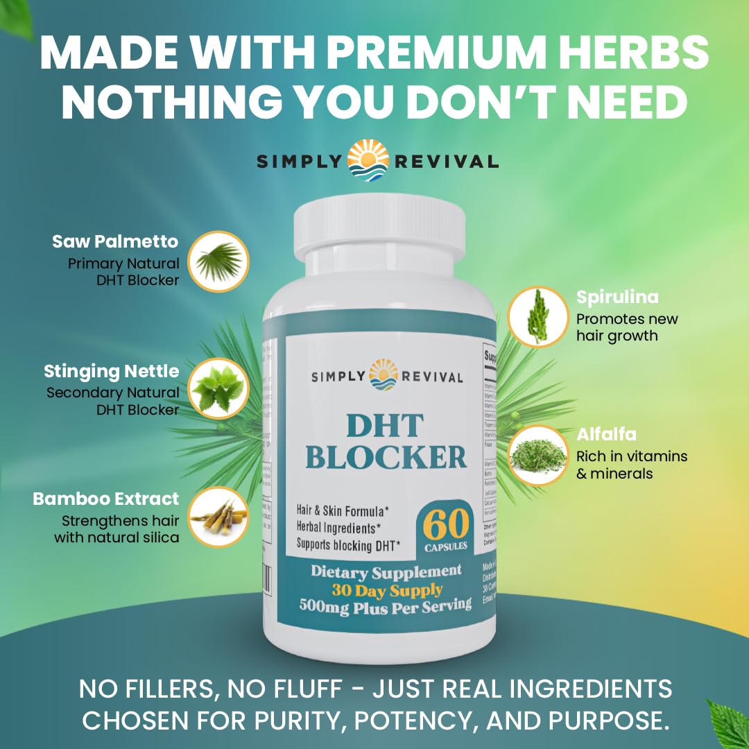 DHT Blocker Saw Palmetto Hair Growth for Men & Women Reduces Shedding 60 Ct