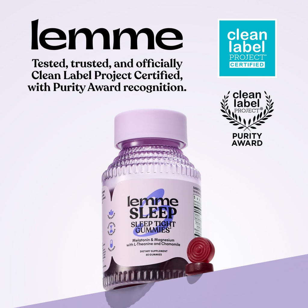 Lemme Sleep Gummies with 5mg Melatonin, 30-Day Supply | 5 mg Melatonin, Elderberry, Magnesium, L-Theanine, Chamomile, Lavender, Drug-Free Sleep Aid, Gluten & Gelatin Free, Non GMO
