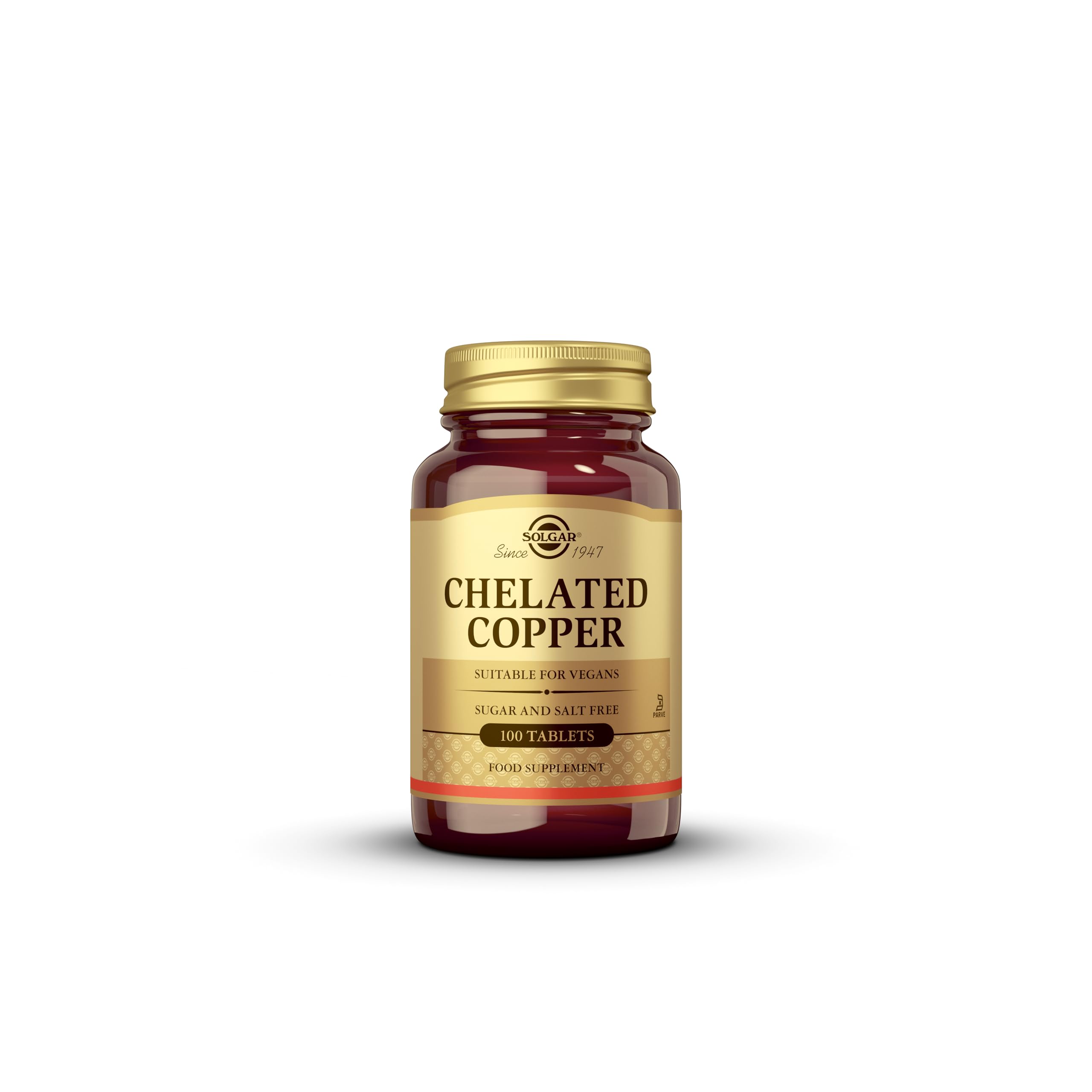 Solgar Chelated Copper, 100 Tablets - Essential for Collagen Formation | Highly Bioavailable Form, Supports Connective Tissue, Non-GMO, Vegan, Gluten Free, Dairy Free, Kosher - 100 Servings