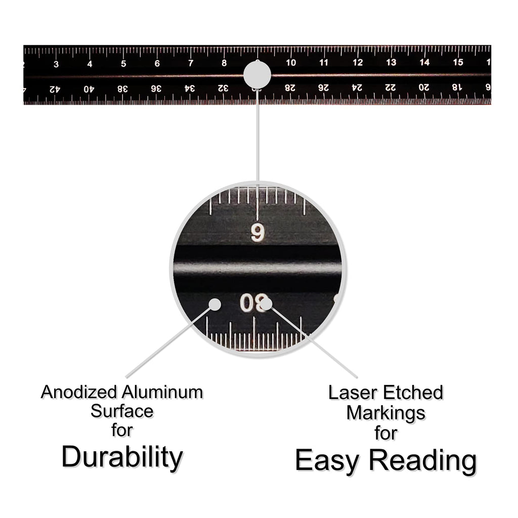 12 Inch Engineer Scale Ruler, Engineering Scale with Anodized Solid Aluminum Core, Laser Etched Scales, Imperial Scale - 1:10, 1:20, 1:30, 1:40, 1:50, 1:60, 12" Drafting Measuring Ruler