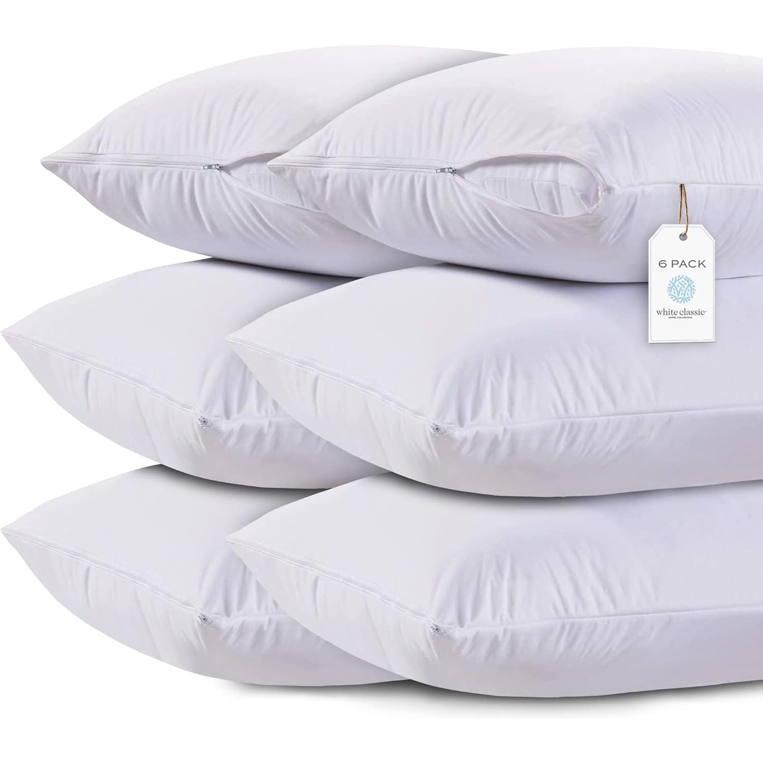 Buy now White Classic King Pillow Covers with Zipper 2 Pack - 20 x 36 Ultra-Soft, Cozy and Noiseless King Pillow Protector, 200 Thread Count, Fade-Resistant Pillow Shams Queen White, 6 Pack at indiglob india