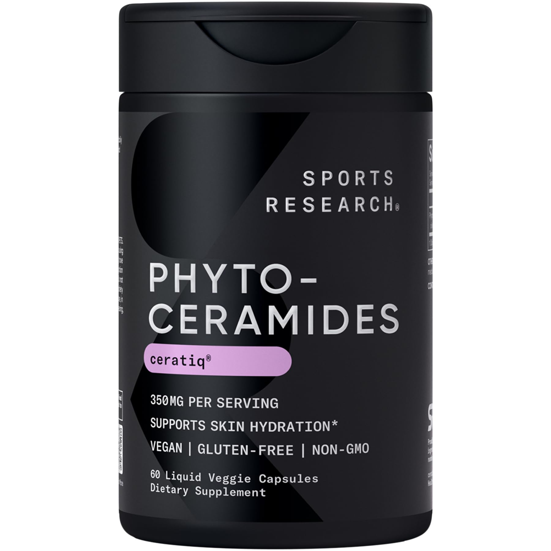 Sports Research® Phytoceramides 350mg w/Ceratiq®, 60 Liquid Caps | Plant-Derived Ceramides for Beauty from Within Skin Hydration | Non-GMO, 60 Servings