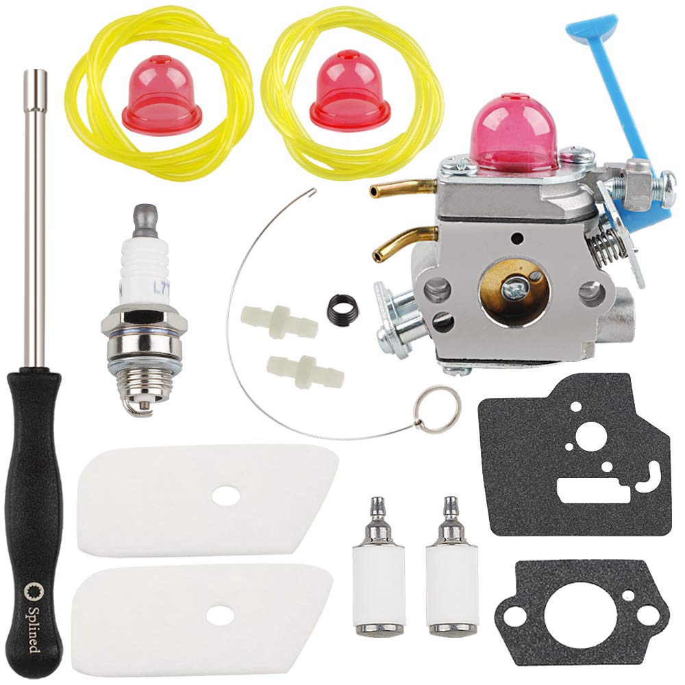HUZTL 128LD Carburetor Tune Up Kit for Husqvarna 128CD 128L 125L 128LX Gas Trimmer Replaces 545081848 with Air Filter Fuel Line Kit