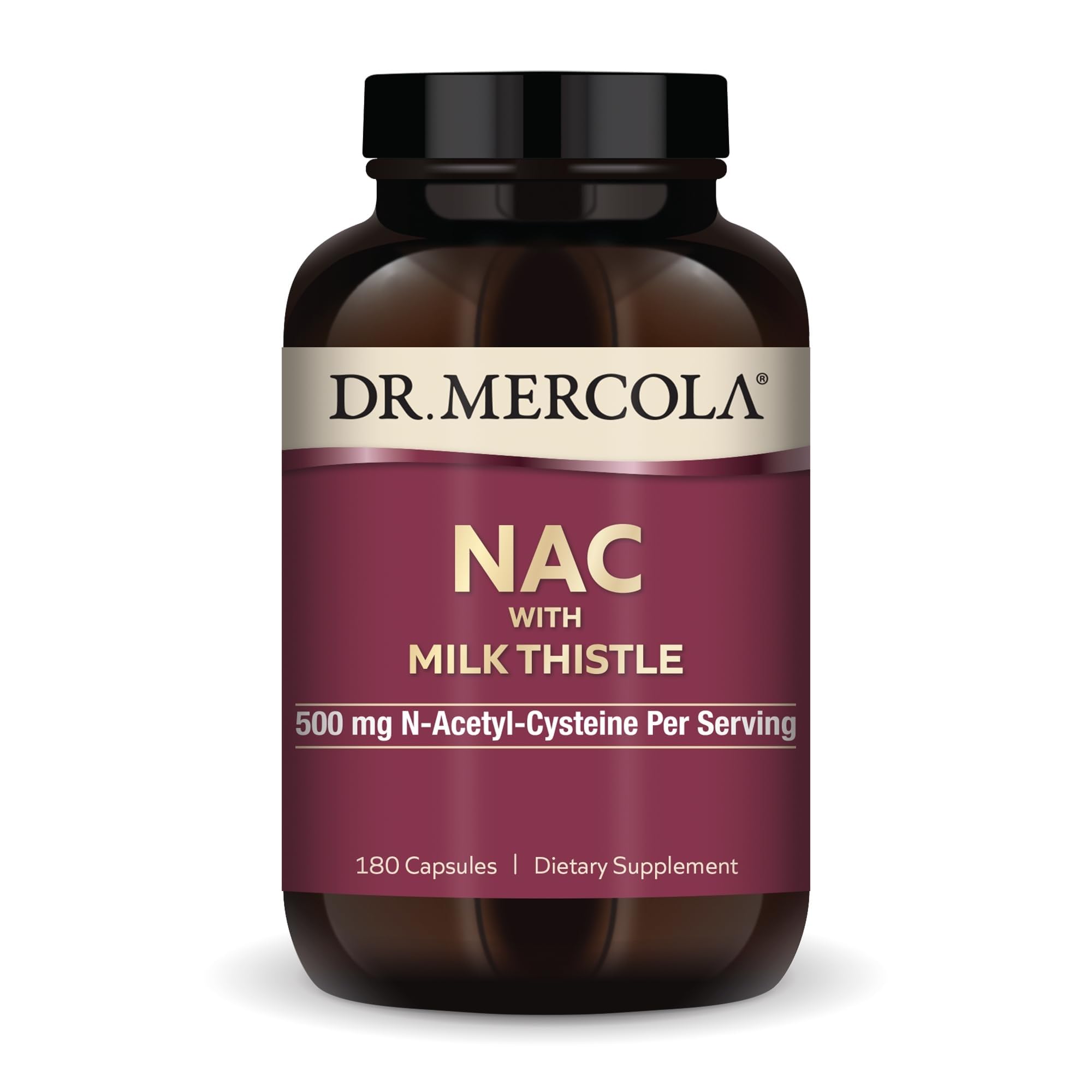 Dr. Mercola NAC with Milk Thistle, 500 mg, 60 Capsules (30 Servings) | Supports Normal Detoxification, Liver, and Cellular Health with Milk Thistle and Broccoli Sprout, Non-GMO, Gluten-Free