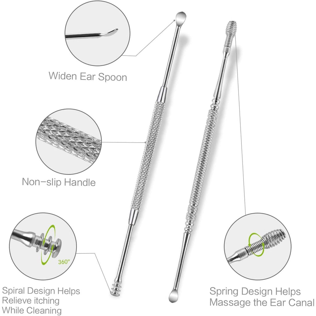 Buy now 4 Pack Ear Pick with Light, Ear Cleaner Ear Wax Removal Tool Kit for Kids and Adults, Ear Picks Digger & Tweezers & Spiral Spring Ear Spoon Set with Storage Box (Rose Gold) at indiglob india
