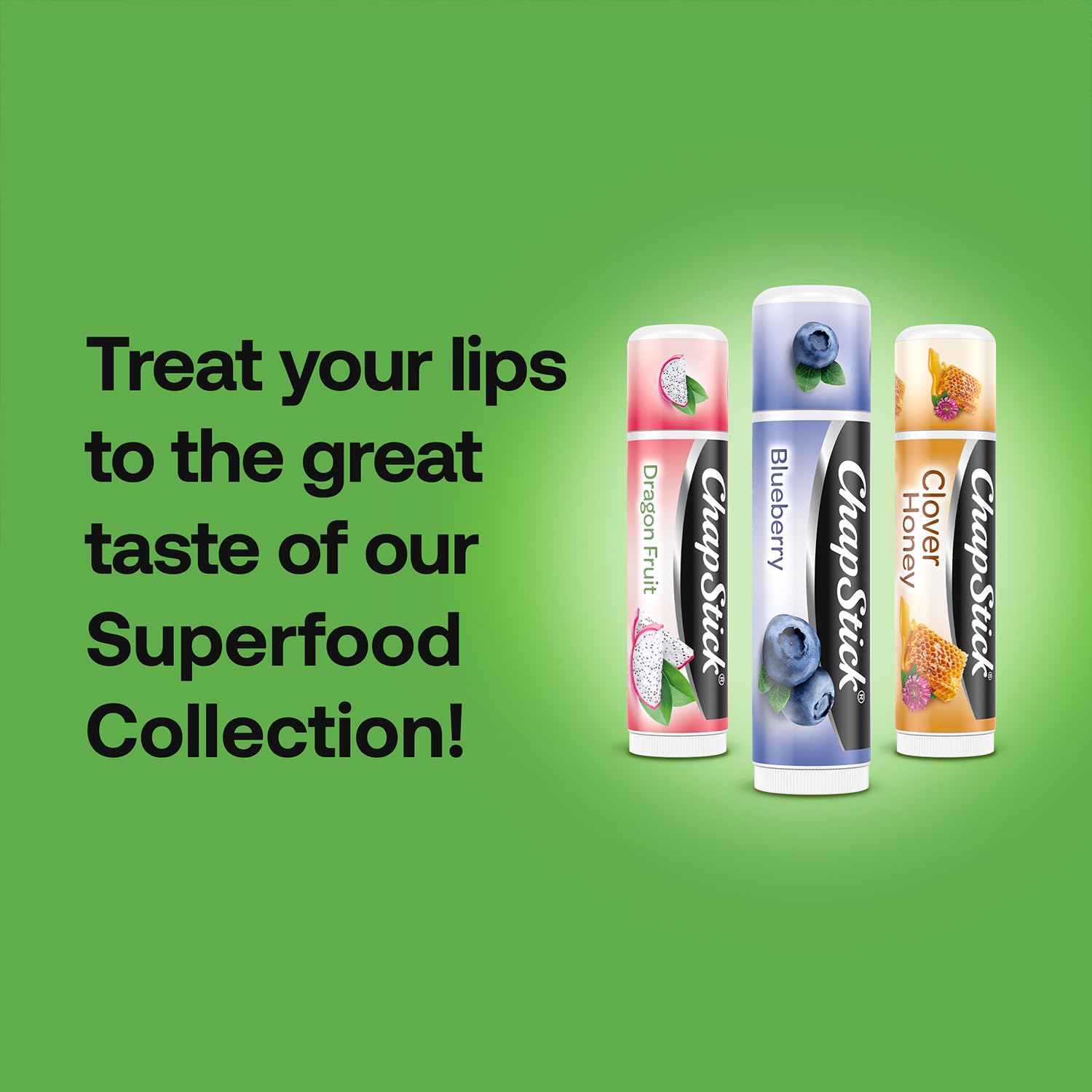 Buy now ChapStick Lip Balm, Superfood Collection 3-Pack – Dragon Fruit, Blueberry & Clover Honey, Moisturizer for Dry Lips, 0.15 Oz at indiglob india