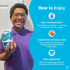 Teen Focus Gummies with Cognizin Citicoline, PS & Vitamin B3 for Ages 13-18 | Brain gummies for teens with Cognizin® citicoline and phosphatidylserine; caffeine-free choline gummies for focus and memory