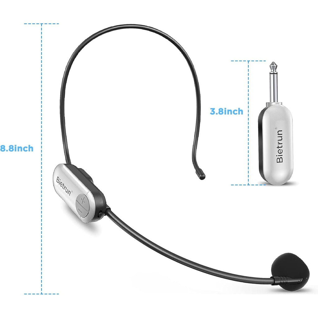 Buy now Bietrun UHF Wireless Microphone Headset, 165ft Range, Working Time 6H, 1/4''Plug, Wireless Headset Mic ＆Handheld Mic 2 in 1, for Karaoke Speaker, Amplifier, Speakers, PA System, Teaching, Fitness at indiglob india