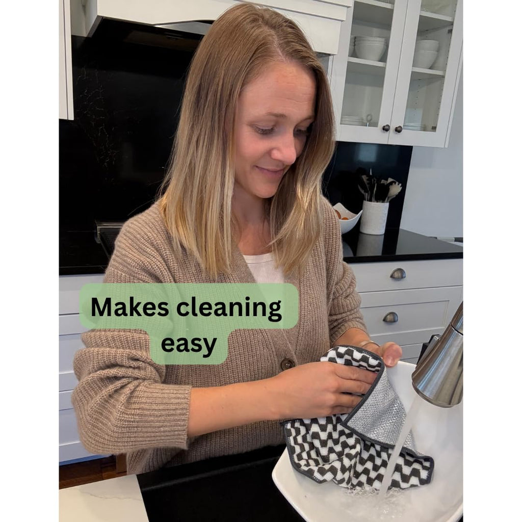 Dish Cloths for Washing Dishes 4pk - Odor-Resistant & Non-Scratch Scrubber