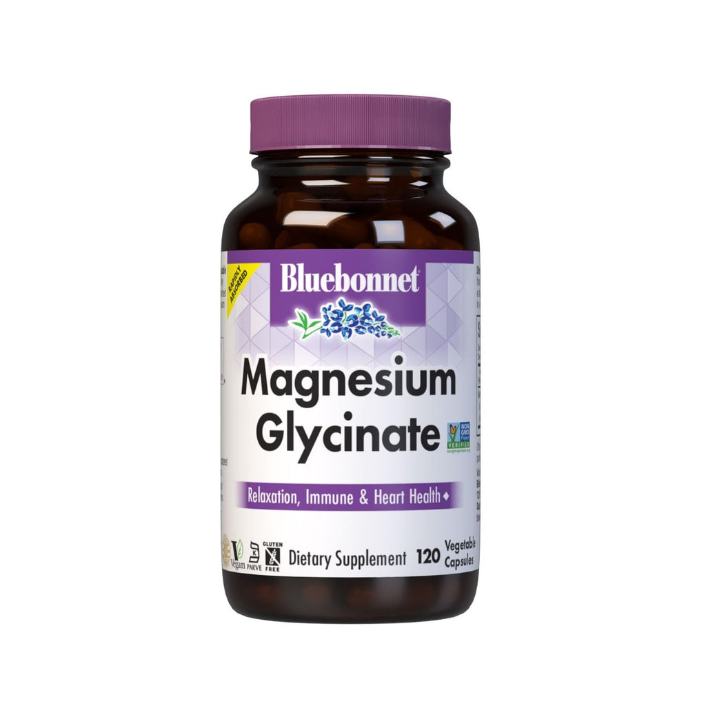 Bluebonnet Magnesium Glycinate, Energy Production*, Enzyme Function*, Non-GMO Certified by NSF, Vegan, Kosher Certified, Gluten-Free, Soy-Free, Dairy-Free, 60 Vegetable Capsules, 15 Servings | Non-GMO, Gluten-Free, Soy-Free