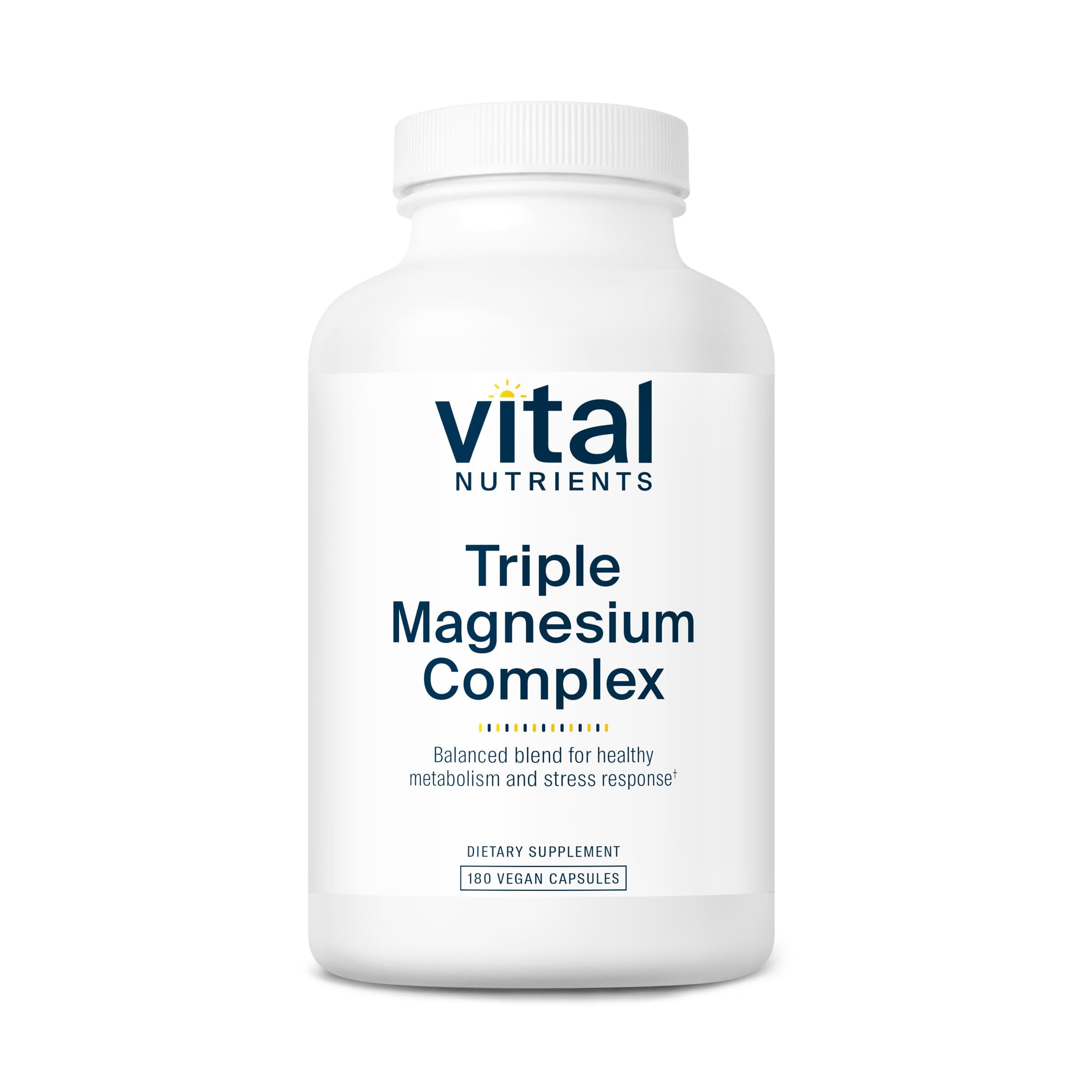 Vital Nutrients Triple Magnesium Complex Supplement | Vegan Magnesium Glycinate, Malate & Oxide 250mg | Easily Absorbed Magnesium Supplement for Stress, Muscle, Heart, Bone Support | 90 Capsules