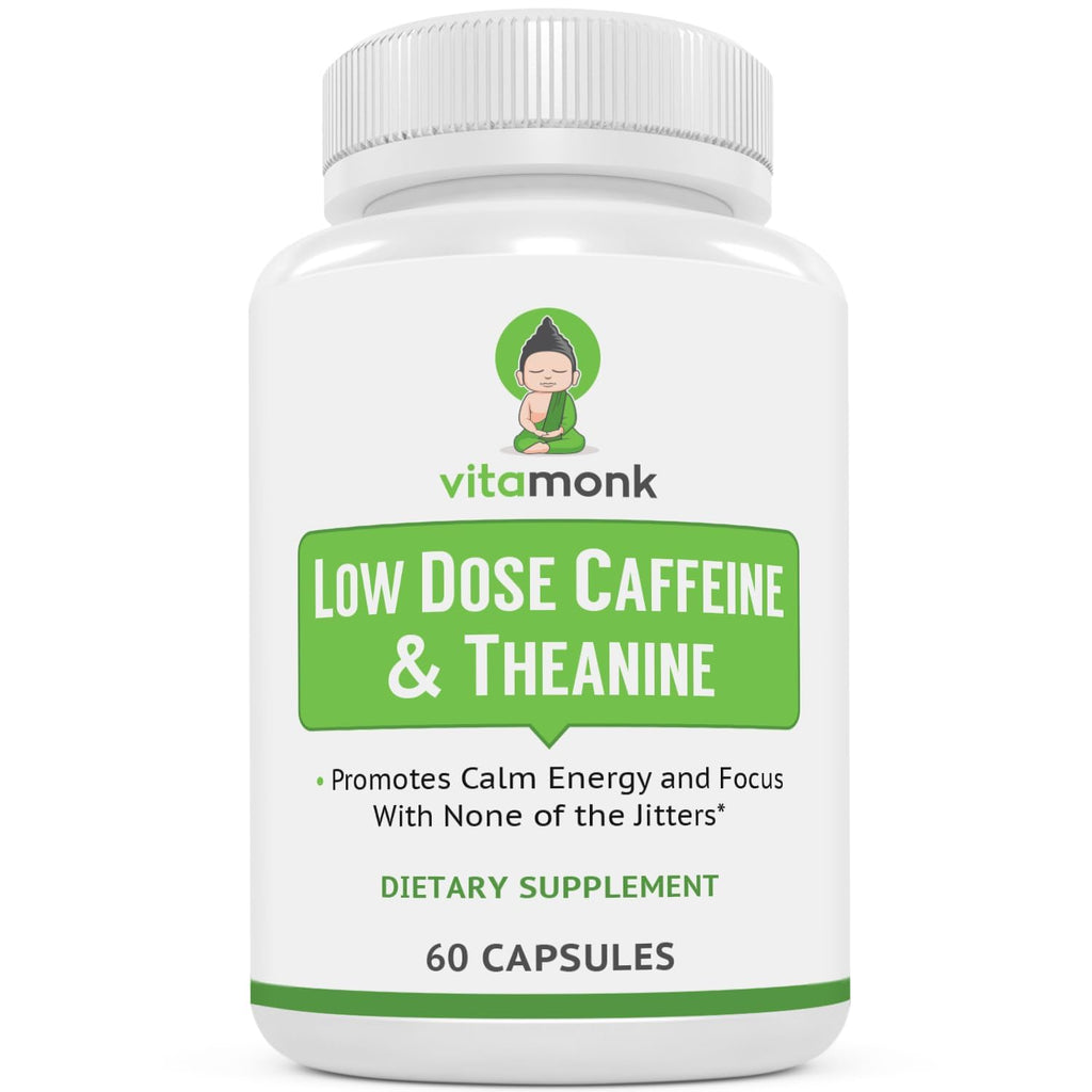 VitaMonk Low Dose Caffeine L-Theanine Pills for Jitter-Free Energy