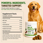 Milk Thistle for Dogs - Max Strength Liver Support Chews, Wild Alaskan Salmon Oil & Curcumin - Kidney Detox & Hepatic Support - Natural Liver Support Chews Made with Real Chicken, Choline & NAC